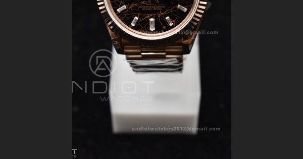 DayDate 40 RG GMF 904L Steel Meteorite Dial Crystal Markers On President Bracelet A3255 - Image 7