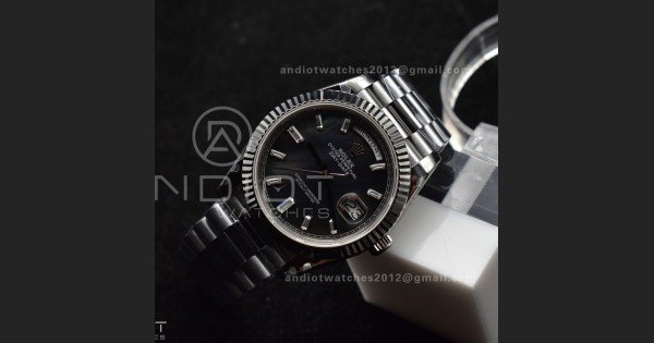 DayDate 40 SS GMF 904L Steel Black Crystal Dial on President Bracelet A2836 V3 (Gain Weight) - Image 3