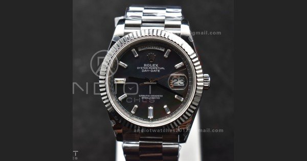 DayDate 40 SS GMF 904L Steel Black Crystal Dial on President Bracelet A2836 V3 (Gain Weight) - Image 4