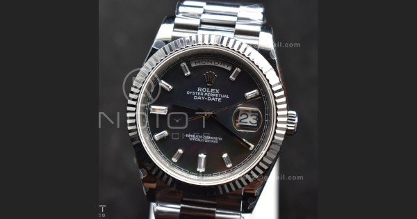 DayDate 40 SS GMF 904L Steel Black Crystal Dial on President Bracelet A2836 V3 (Gain Weight) - Image 5