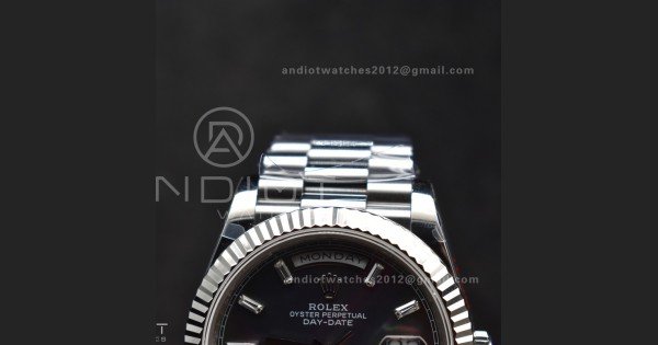 DayDate 40 SS GMF 904L Steel Black Crystal Dial on President Bracelet A2836 V3 (Gain Weight) - Image 6
