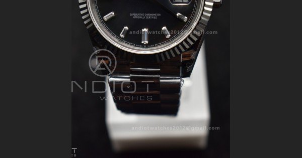 DayDate 40 SS GMF 904L Steel Black Crystal Dial on President Bracelet A2836 V3 (Gain Weight) - Image 7