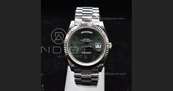 DayDate 40 SS JDF 904L Steel Green Arabic Dial on President Bracelet VR3255 V3 (Gain Weight) - Image 2