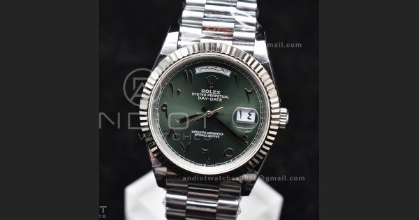 DayDate 40 SS JDF 904L Steel Green Arabic Dial on President Bracelet VR3255 V3 (Gain Weight) - Image 5