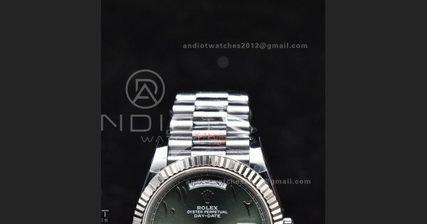 DayDate 40 SS JDF 904L Steel Green Arabic Dial on President Bracelet VR3255 V3 (Gain Weight) - Image 6