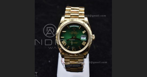 DayDate 40 YG QF Best Edition 904L Steel Green/Black Dial on President Bracelet A2836 V4 (Gain Weight) - Image 2