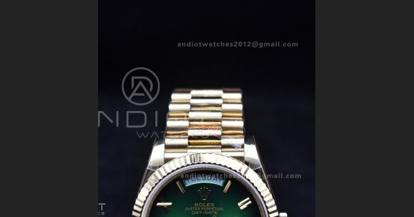 DayDate 40 YG QF Best Edition 904L Steel Green/Black Dial on President Bracelet A2836 V4 (Gain Weight) - Image 6