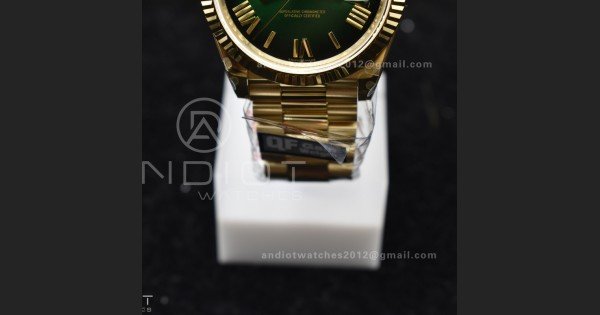 DayDate 40 YG QF Best Edition 904L Steel Green/Black Dial on President Bracelet A2836 V4 (Gain Weight) - Image 7