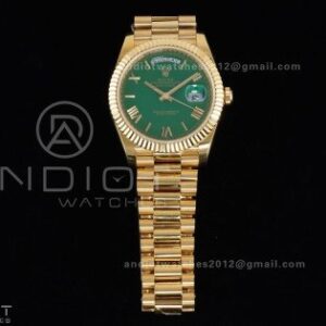 DayDate 40mm 904L Flt Wt YG/YG Grn/Rm KF VR3255