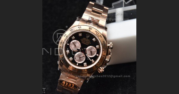 Daytona 126505 QF 1:1 Best Edition Black/RG Diamonds Dial on RG Braclet SH4131 V5 - Image 4