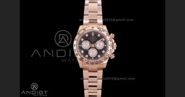 Daytona 126505 VSF 1:1 Best Edition 904L Steel Black/diamond RG Dial on RG Braclet DD4131 V3 (Weighted)