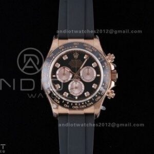 Daytona 126515 QF 1:1 Best Edition Black/RG Diamonds Dial on Oysterflex Strap QF4131 V10 (Gain Weight)