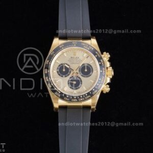 Daytona 126518 VSF 1:1 Best Edition Gold Dial Black Subdial Stick Marker on Oyster-flex Strap VS4131 V2 (Weighted)