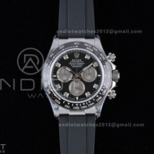 Daytona 126519 QF 1:1 Best Edition Black/Silver Diamonds Dial on Oysterflex Strap QF4131 V10 (Gain Weight)