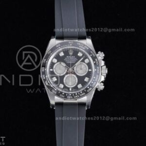 Daytona 126519 VSF 1:1 Best Edition Black/Silver Diamonds Dial on Oysterflex Strap VS4131 V2 (Weighted)