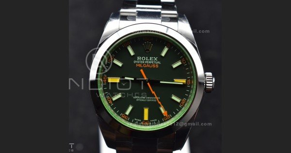 Milgauss 116400 GV Real Green Sapphire 904L SS VSF 1:1 Best Edition Black Dial on 904L SS Bracelet SA3131 - Image 4
