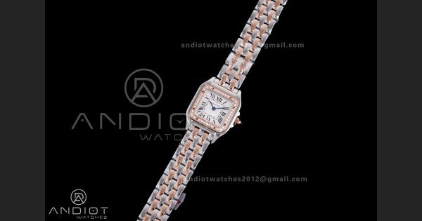 Panthère 22mm BVF 1:1 Best Edition SS/RG White Dial Diamonds Bezel on SS/RG Bracelet Ronda Quartz - Image 2