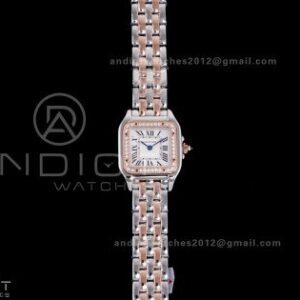 Panthère 22mm BVF 1:1 Best Edition SS/RG White Dial Diamonds Bezel on SS/RG Bracelet Ronda Quartz