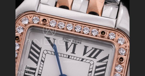 Panthère 22mm BVF 1:1 Best Edition SS/RG White Dial Diamonds Bezel on SS/RG Bracelet Ronda Quartz - Image 7