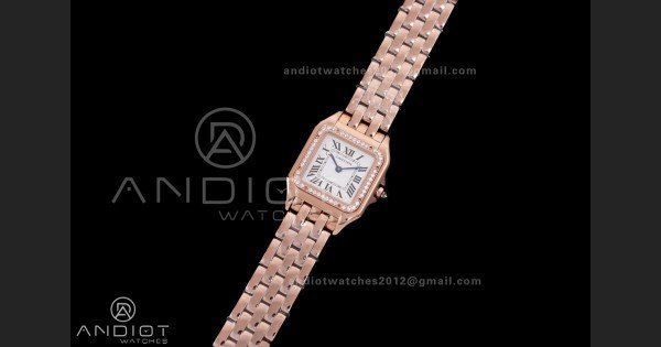 Panthère 27mm BVF 1:1 Best Edition RG White Dial Diamonds Bezel on RG Bracelet Ronda Quartz - Image 2