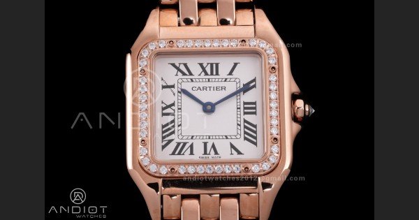 Panthère 27mm BVF 1:1 Best Edition RG White Dial Diamonds Bezel on RG Bracelet Ronda Quartz - Image 3