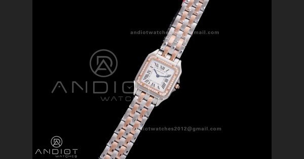 Panthère 27mm BVF 1:1 Best Edition SS/RG White Dial Diamonds Bezel on SS/RG Bracelet Ronda Quartz - Image 2