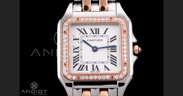 Panthère 27mm BVF 1:1 Best Edition SS/RG White Dial Diamonds Bezel on SS/RG Bracelet Ronda Quartz - Image 3