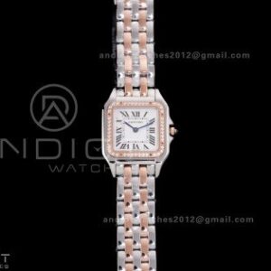 Panthère 27mm BVF 1:1 Best Edition SS/RG White Dial Diamonds Bezel on SS/RG Bracelet Ronda Quartz