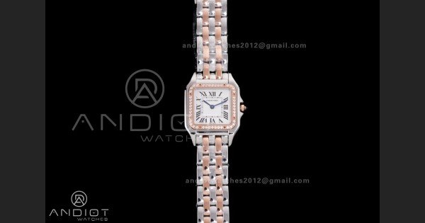 Panthère 27mm BVF 1:1 Best Edition SS/RG White Dial Diamonds Bezel on SS/RG Bracelet Ronda Quartz