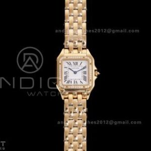 Panthère 27mm BVF 1:1 Best Edition YG White Dial Diamonds Bezel on YG Bracelet Ronda Quartz