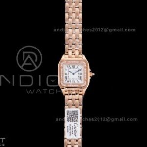 Panthère Ladies 22mm RG AF 1:1 Best Edition White Dial Diamonds Bezel on RG Bracelet Ronda Quartz