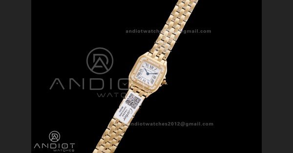 Panthère Ladies 22mm YG AF 1:1 Best Edition White Dial Diamonds Bezel on YG Bracelet Ronda Quartz - Image 2