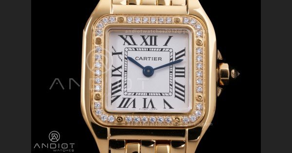 Panthère Ladies 22mm YG AF 1:1 Best Edition White Dial Diamonds Bezel on YG Bracelet Ronda Quartz - Image 4
