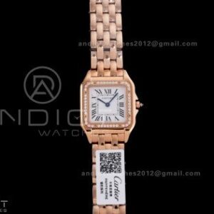 Panthère Ladies 27mm RG AF 1:1 Best Edition White Dial Diamonds Bezel on RG Bracelet Ronda Quartz