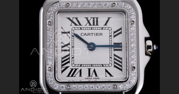 Panthère Ladies 27mm SS AF 1:1 Best Edition White Dial Diamonds Bezel on SS Bracelet Ronda Quartz - Image 4