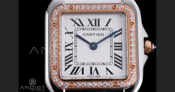 Panthère Ladies 27mm SS/RG AF 1:1 Best Edition White Dial Diamonds Bezel on SS/RG Bracelet Ronda Quartz - Image 4