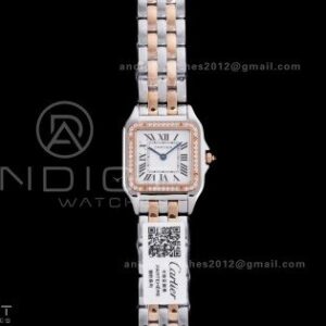 Panthère Ladies 27mm SS/RG AF 1:1 Best Edition White Dial Diamonds Bezel on SS/RG Bracelet Ronda Quartz