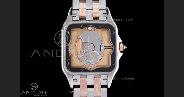 Panthère Ladies 27mm SS/RG AF 1:1 Best Edition White Dial Diamonds Bezel on SS/RG Bracelet Ronda Quartz - Image 8