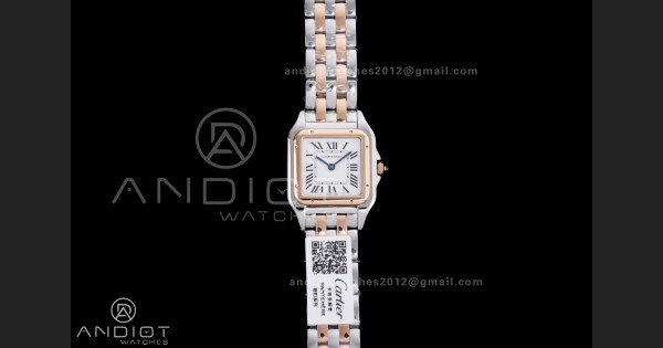 Panthère Ladies 27mm SS/RG AF 1:1 Best Edition White Dial on SS/RG Bracelet Ronda Quartz
