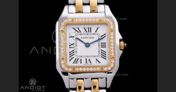 Panthère Ladies 27mm SS/YG AF 1:1 Best Edition White Dial Diamonds Bezel on SS/YG Bracelet Ronda Quartz - Image 3