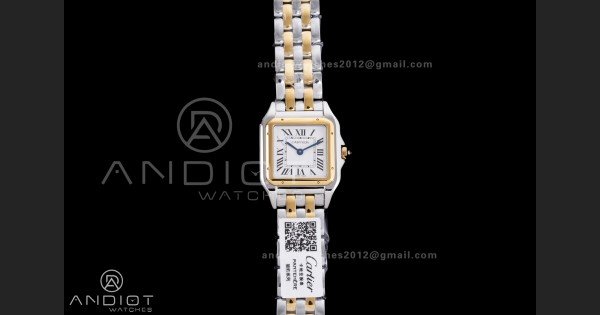 Panthère Ladies 27mm SS/YG AF 1:1 Best Edition White Dial on SS/YG Bracelet Ronda Quartz