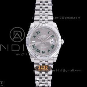 QF 41mm Datejust 126334 Wimbledon Grey Dial with Roman 904L SS Added Weight Bezel and Jubilee Bracelet, Approx. 149g