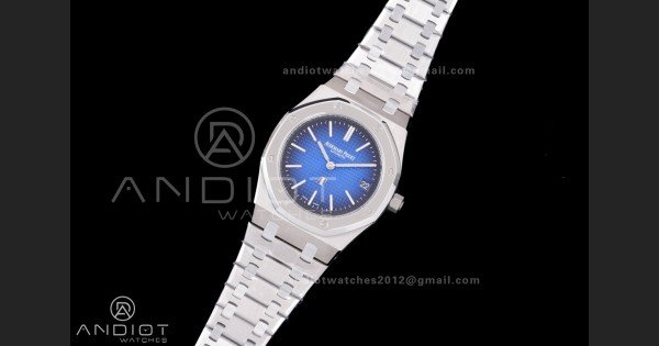 Royal Oak 39mm 15202IP Titanium ZF 1:1 Best Edition Blue Textured Dial on SS Bracelet A2121 V2 - Image 2