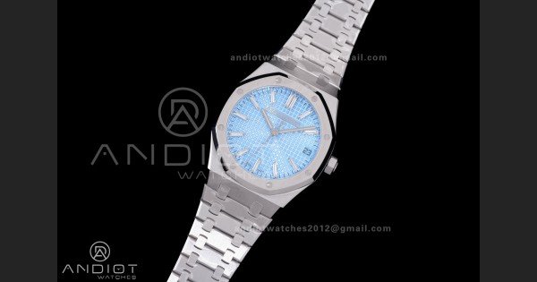 Royal Oak 41mm 15510BC SS ZF 1:1 Best Edition Ice Blue Crystal Dial on SS Bracelet SA4302 Super Clone - Image 2