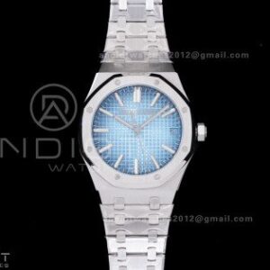 Royal Oak 41mm 15510BC SS ZF 1:1 Best Edition Ice Blue Textured Dial on SS Bracelet SA4302 Super Clone