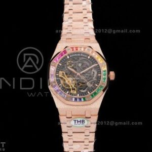 Royal Oak 41mm Frosted 15412 RG THBF 1:1 Best Edition Rainbow Bezel on RG Bracelet SA3132 V2