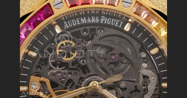 Royal Oak 41mm Frosted 15412 YG THBF 1:1 Best Edition Rainbow Bezel on RG Bracelet SA3132 V2 - Image 4