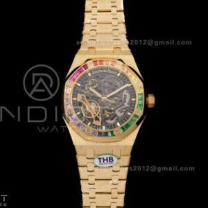Royal Oak 41mm Frosted 15412 YG THBF 1:1 Best Edition Rainbow Bezel on RG Bracelet SA3132 V2