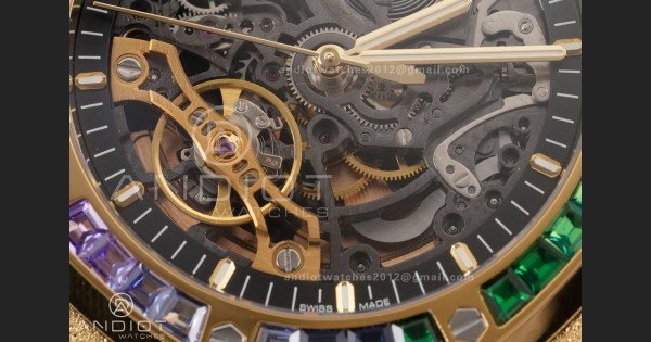Royal Oak 41mm Frosted 15412 YG THBF 1:1 Best Edition Rainbow Bezel on RG Bracelet SA3132 V2 - Image 5