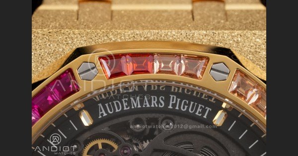 Royal Oak 41mm Frosted 15412 YG THBF 1:1 Best Edition Rainbow Bezel on RG Bracelet SA3132 V2 - Image 7